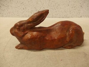 Art hand Auction 0540080w【焼物材質 ｢つとむ｣在銘 うさぎ】作家物/干支/卯/置物/オブジェ/インテリア/ハンドメイド/中古品, インテリア小物, 置物, 和風