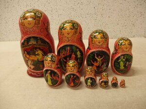 Art hand Auction 0540075s [रूसी शिल्प Matryoshka 10 का सेट] पोर्ट्रेट / लोककथा / लघुचित्र / लोक शिल्प / लकड़ी की गुड़िया / आभूषण / प्रयुक्त (नीचे हस्ताक्षरित), हस्तनिर्मित वस्तुएं, आंतरिक भाग, विविध वस्तुएं, आभूषण, वस्तु