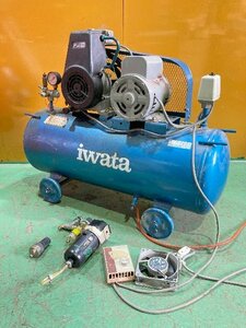 [1 jpy start!]ane -stroke Iwata reciprocating engine air compressor SP-07PB tanker capacity 60L 100V * present condition delivery * store taking over welcome 