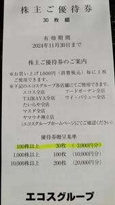 エスコ　株主優待　優待券　３０００円分（１００円ｘ３０枚）