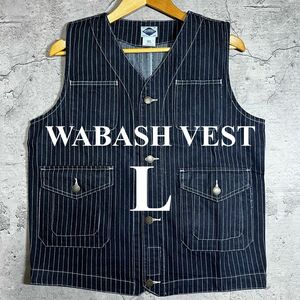 ●新品● ウォバッシュ　デニム　アメカジ　L ベスト　ミリタリー　ストライプ　VEST ワークベスト