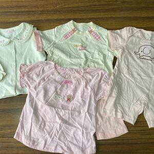Детская одежда Lompers размер 70 блузя с коротким рукавом T -Size Size 80 Девушка розовый кролик слон несколько грязный nishimatsuya почти неиспользованный