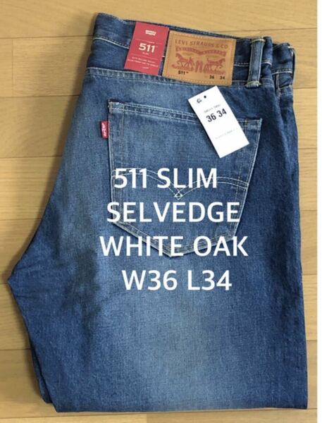 Levi's 511 SLIM FIT SELVEDGE WHITE OAK W36 L34