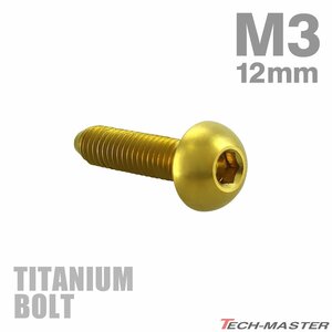 M3×12mm P0.5 64チタン合金 トラスヘッド 六角穴付き ボタンボルト ゴールドカラー 車/バイク/自転車 1個 JA2052