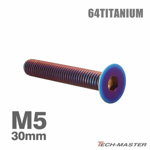 M5×30mm P0.8 64チタン合金 皿ボルト 六角穴付き キャップボルト 焼きチタンカラー 車/バイク/自転車 ドレスアップ パーツ 1個 JA1525