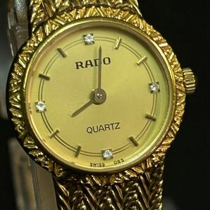EDc049Y06 クォーツ RADO ラドー 133.5301.2 ゴールドカラー文字盤 4P石付き レディース腕時計の画像5