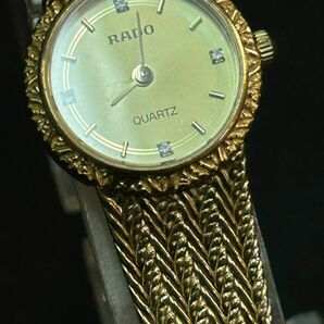 EDc049Y06 クォーツ RADO ラドー 133.5301.2 ゴールドカラー文字盤 4P石付き レディース腕時計の画像3