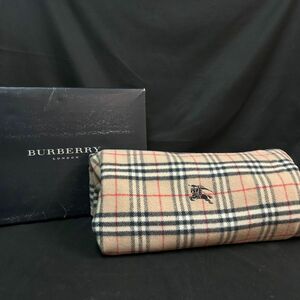DEc193D12 バーバリー ウール毛布 毛布 BURBERRY 140×200 ウール100% 寝具 チェック柄 ベージュ 箱付き