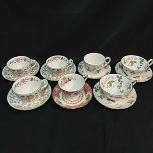 DEc166D08 カップ ソーサー 花柄 ROYAL ALBERT ロイヤルアルバート HADDON HALL MINTON WEDGWOOD WILD STRAWBERRY 7客セット まとめ