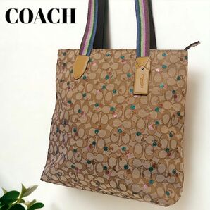 【未使用】COACH トートバッグ シグネチャーキャンバス チェリー A4可