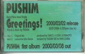 F00017172/シングルカセット/PUSHIM (プシン)「Greetings ! (2000年・宣伝盤・レゲエ・REGGAE)」
