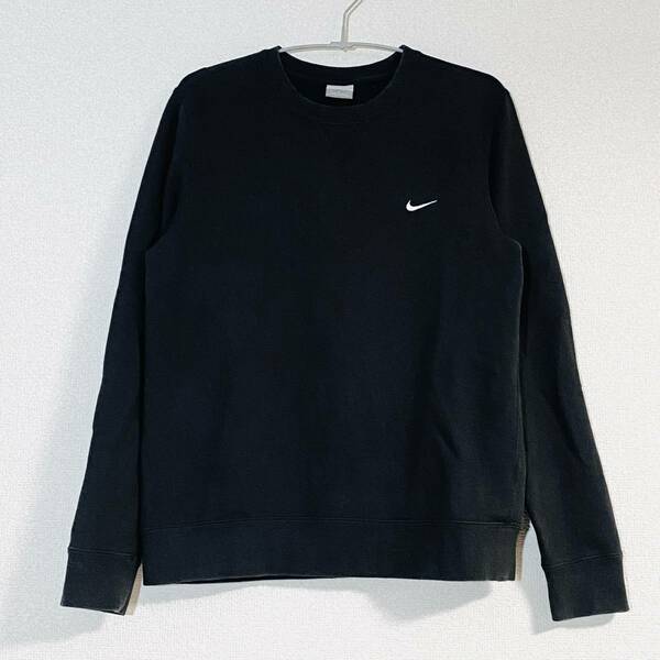 【中古】NIKE womens クルーネック スウェット ブラック M ナイキ トレーナー crewneck sweat black ワンポイント