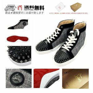 K862-41.. Christian Louboutin クリスチャン ルブタン ハイカット スニーカー LOUIS JUNIOR SPIKES ORLATO イタリア製 ★ VERSION GREY