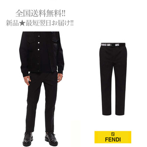 I815(46).. FENDI フェンディ ツイルパンツ リボン ベルト FFロゴ FB0584 ACBW F0QA1 ★ ブラック