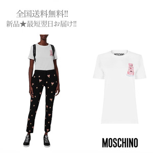 J009..(38) MOSCHINO モスキーノ Tシャツ カットソー ケーキ ベア イタリア製 ★ ホワイト