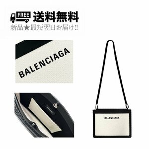 K281.. BALENCIAGA バレンシアガ ショルダーバッグ キャンバス ロゴ イタリア製 ★ 9260 NATURAL × BLACK