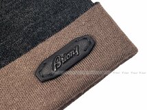 K375-M.. Brioni ブリオーニ ニットキャップ ニット帽 カシミヤ ロゴ プレート イタリア製 ★ 1128 ANTHRACITE × TAUPE_画像5