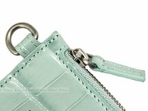 K196-GA.. BALENCIAGA バレンシアガ カードケース コインケース キーリングストラップ付 ロゴ イタリア製 新品 ★ 3962 GREEN ACQUA_画像4