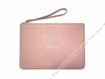 K887.. BALENCIAGA バレンシアガ BAG バッグ CASH POUCH ドキュメントケース クラッチ ポーチ ロゴ イタリア製 ★ 6990 POWDER PINK_画像2