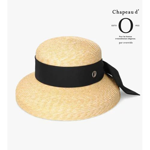 【美品】Chapeau d' O シャポードオー カサブランカ 麦わら帽子 黒
