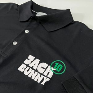 Jack Bunny!! ジャックバニーメンズ 半袖 ポロシャツ (ZERO AQUA)　BK＜サイズ5＞