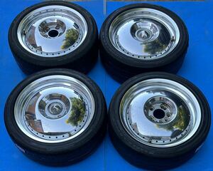 4本SET 17×7J WORK LEADSLED レッドスレッド メッキ アルミ 4穴 5穴 PCD 114:3+50