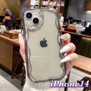 iPhone14 クリアブラックケース アクスタ スマホ カバー 透明　推し活　 韓国 可愛い