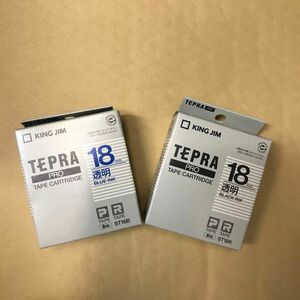 テプラ PROテープカートリッジ ST18B 18mm（透明・青文字）とST18K 18mm(透明・黒文字)２個セット