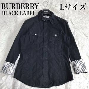 バーバリーブラックレーベル チェック ミリタリージャケット ブルゾン Lサイズ BURBERRY BLACK LABEL 