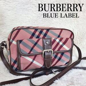 極美品 バーバリーブルーレーベル チェック カメラバッグ ショルダーバッグ BURBERRY BLUE LABEL クロスボディ ポシェット