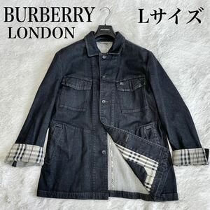 美品 BURBERRY ロゴボタン ノバチェック カバーオール デニムジャケット バーバリー