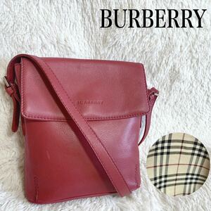  редкий BURBERRY все кожа noba проверка Logo сумка на плечо красный Burberry 