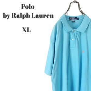 Polo by Ralph Lauren ポロバイラルフローレン 半袖ポロシャツ ポニー刺繍ロゴ ライトブルー系 メンズ XLサイズ
