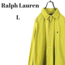 難あり Ralph Lauren ラルフローレン 長袖シャツ ポニー刺繍ロゴ メンズ Lサイズ_画像1