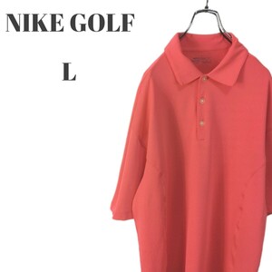 NIKE GOLF ナイキゴルフ 半袖ポロシャツ ワンポイント刺繍ロゴ ピンク系 メンズ Lサイズ