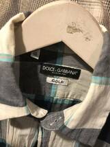 DOLCE & GABBANA ドルチェ&ガッパーナ チェック 長袖シャツ G5AK9T/FQ5GD サイズ38 ブルー　FK_画像2