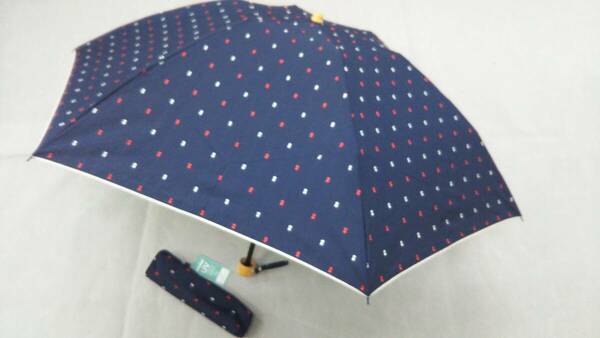 晴雨兼用傘　レディース　日傘　雨傘　折りたたみ傘　スイスドット　ネイビー　新品