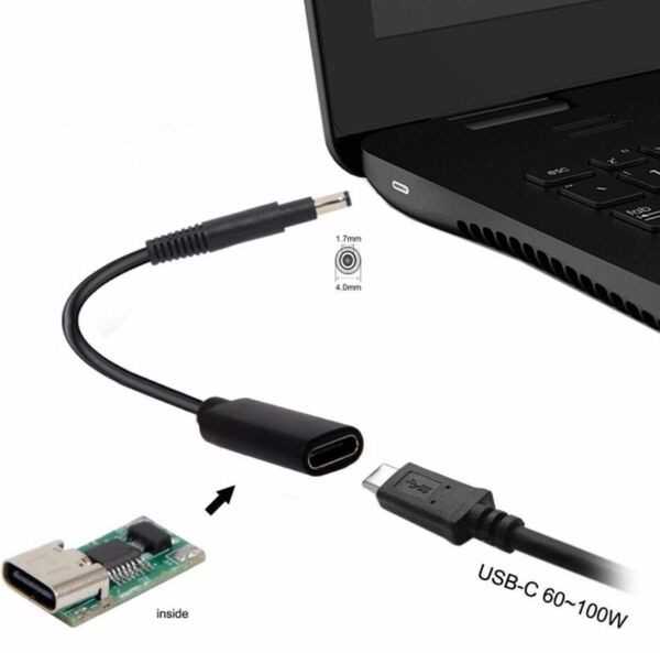 CableccタイプC USB-Cメス入力、DC 4.8 ×1.7mmパワーPD充電ケーブル