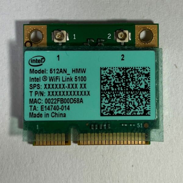 512AN_HMW, Intel WiFi Link 5100 ハーフサイズMini PCI-e 