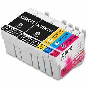 EPSON(エプソン)互換インクカートリッジ IC4CL76(BK*2/C/M/Y)【全色XXL大容量】4色(ブラック2本)5本セット 残量表示機能付 ◆対応機種】