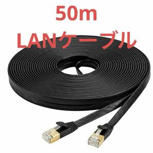 Cat7 LANケーブル (50m) カテゴリー7 有線 フラットケーブル 高速 フラットケーブル イーサネット高速 の画像1