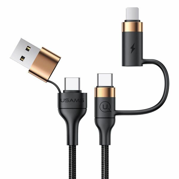 充電ケーブル2in2 60WPD対応 急速充電 USB A+C to USB C+IP usb c ケーブル USBケーブル 1本4役 高速データ転送 変換アダプタ タイプC 2m