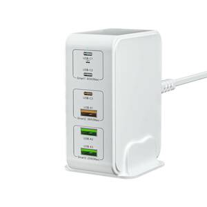 USB 充電器 type-c 合計120W PD 急速充電器 6ポート【PD 3.0、PPS、QC4+対応/単ポート65Ｗ/6台同時充電/1.2Mケーブル＆スタンド付】