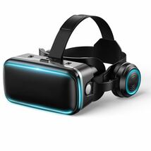 VRゴーグル ヘッドホン付 スマホ用 3Dメガネ 非球面光学レンズ VR動画 ワンクリック受話 着け心地よい 本体操作可 120°視野角 1080P画質_画像1