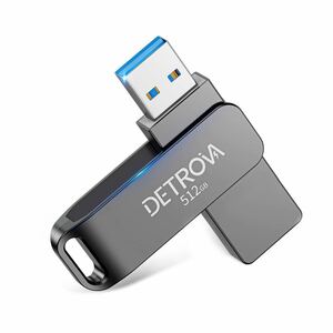 DETROVA USB メモリ 512GB USBメモリ USB3.0メモリー 大容量 外付け 容量不足解消 小型 360度回転式 Mac Windows PC対応 