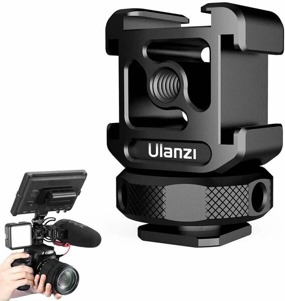 Ulanzi PT-12 ホットシューアダプター 3コールドシューマウント サポートマイク ビデオライト モニター a6300/a6400/a7iii Canon Nikon用