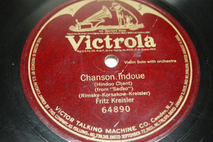 米Victrola10インチSP盤片面盤 フリッツ・クライスラー(vn) リムスキーコルサコフ「サドコよりインドの歌」 64890