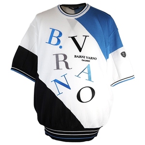 ・バーニヴァーノ (LL) 半袖 セーター24新作 春夏 メンズ ロゴ刺繍 サマーセーター 日本製 hw5008-01
