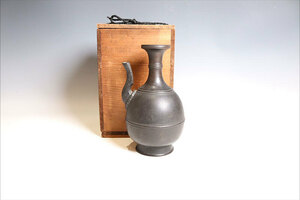  時代物 古銅 水瓶 水注 木箱附 仏教美術（R713）