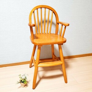 [ construction goods shipping ] un- two trade natural tree baby chair high chair retro antique style Vintage 